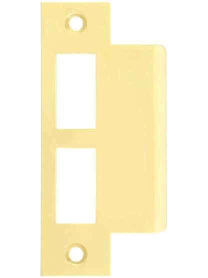 Solid Brass Mortise Lock Strike Plate - 1 5/8-Inch Extended Lip in Polished Brass.